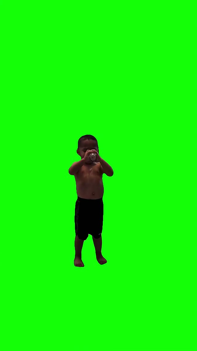 Thirsty kid  green screen