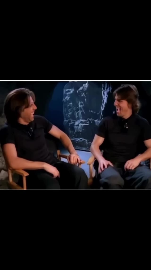 Tom cruise and stunt double match laughs green screen