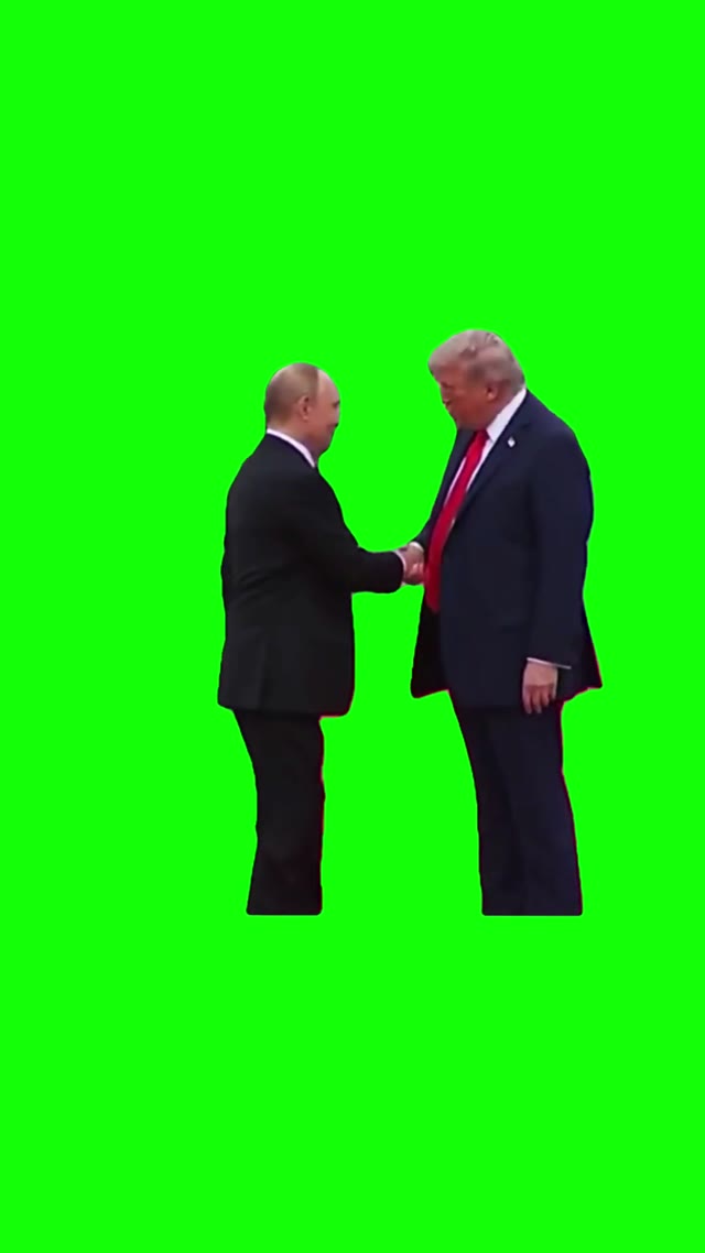 Trump and Putin handshake  green screen