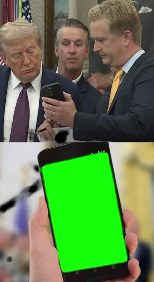 Trump looking at a phone green screen