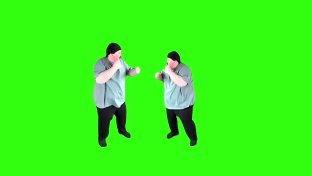 Two guys boxing green screen