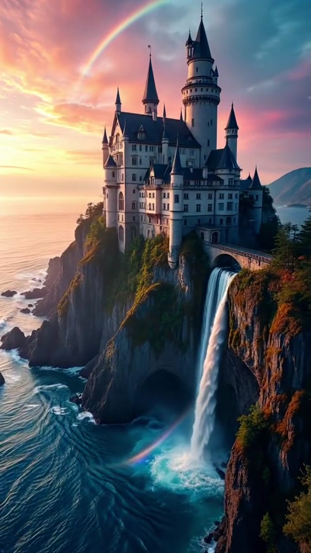 Upon a time _beautiful _landscape _romantic _nature _castle _fpvMP4 green screen