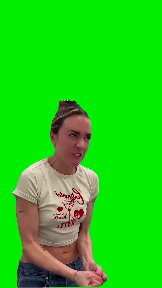 Upset lady green screen