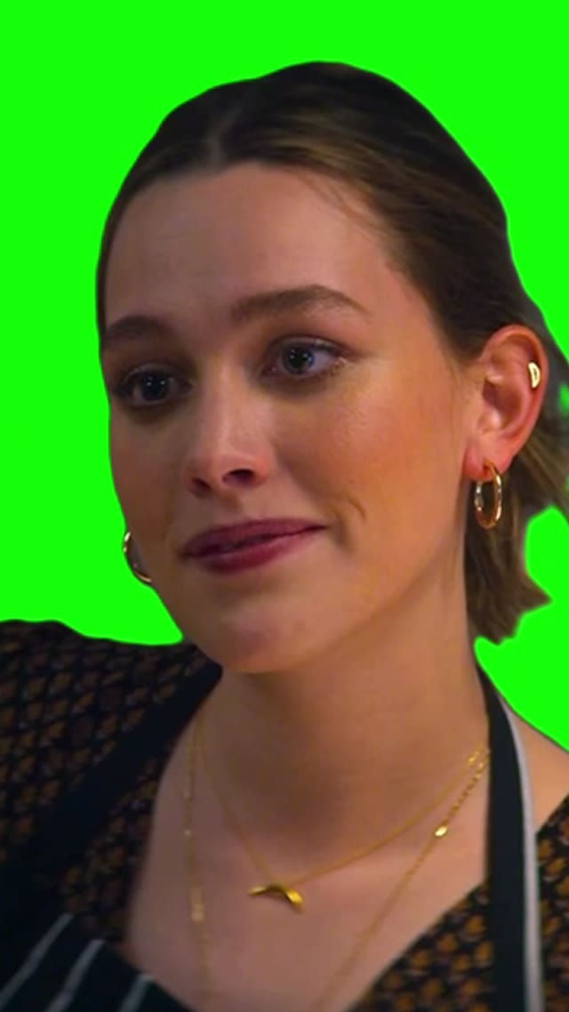Victoria Pedretti Admiring green screen