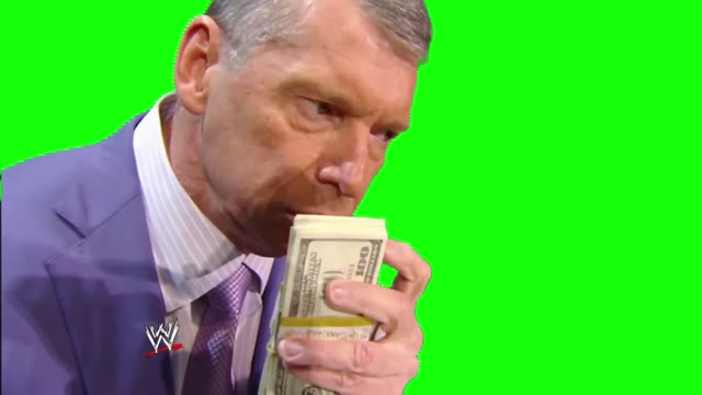 Vince McMahon smelling money green screen