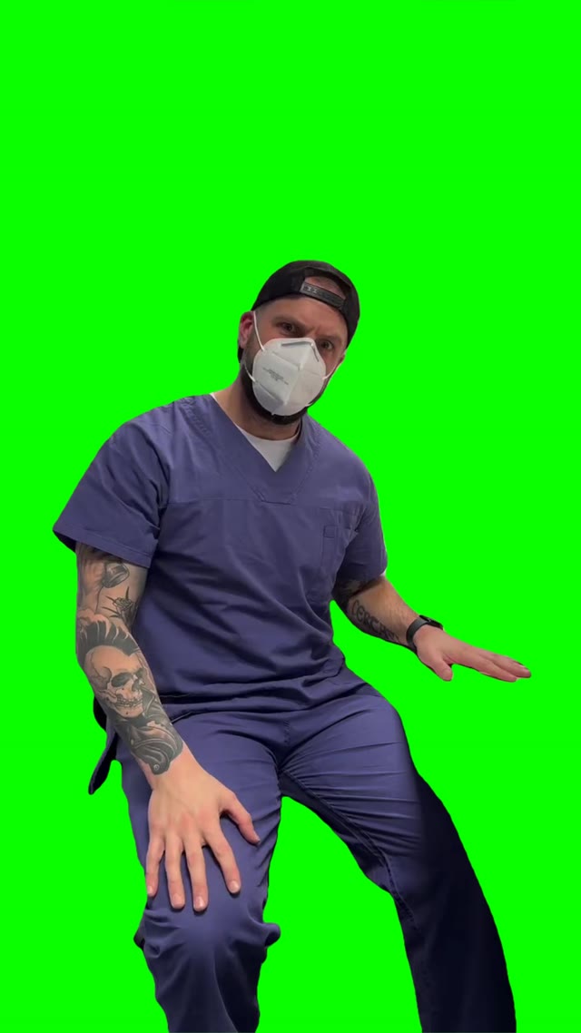 When patients Coughs green screen
