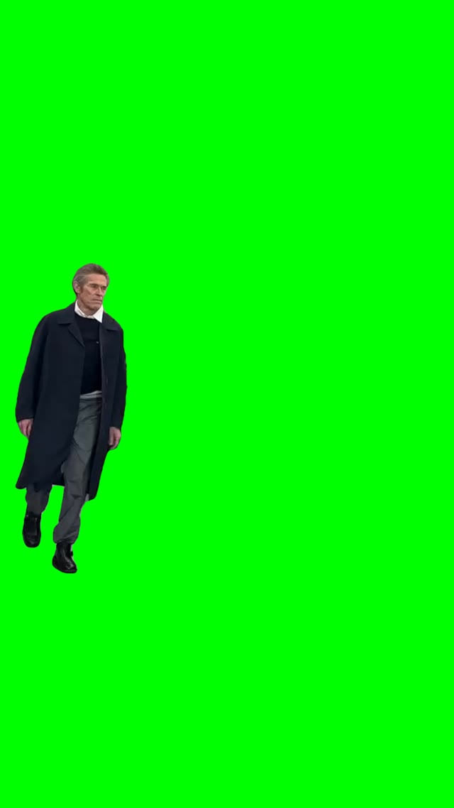 William Dafoe walking green screen