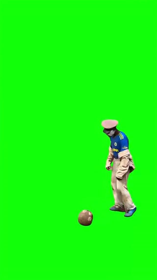 Zombie playing soccer green screen