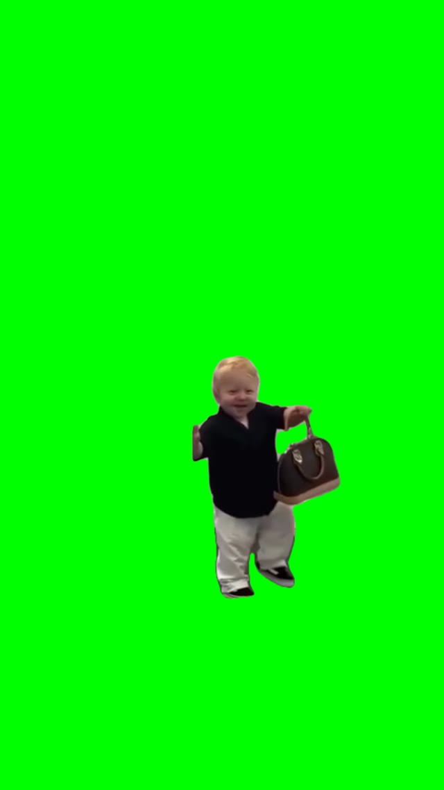boy with purse green screen