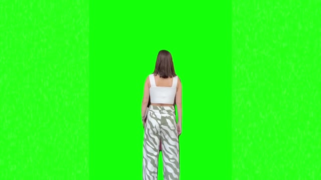 girl backface dancing green screen