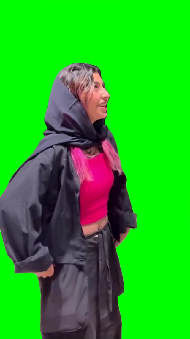 girl with squeeky laugh green screen
