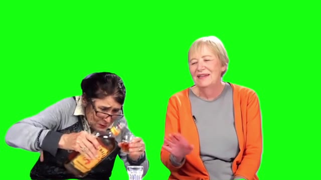 grandmas try whisky green screen