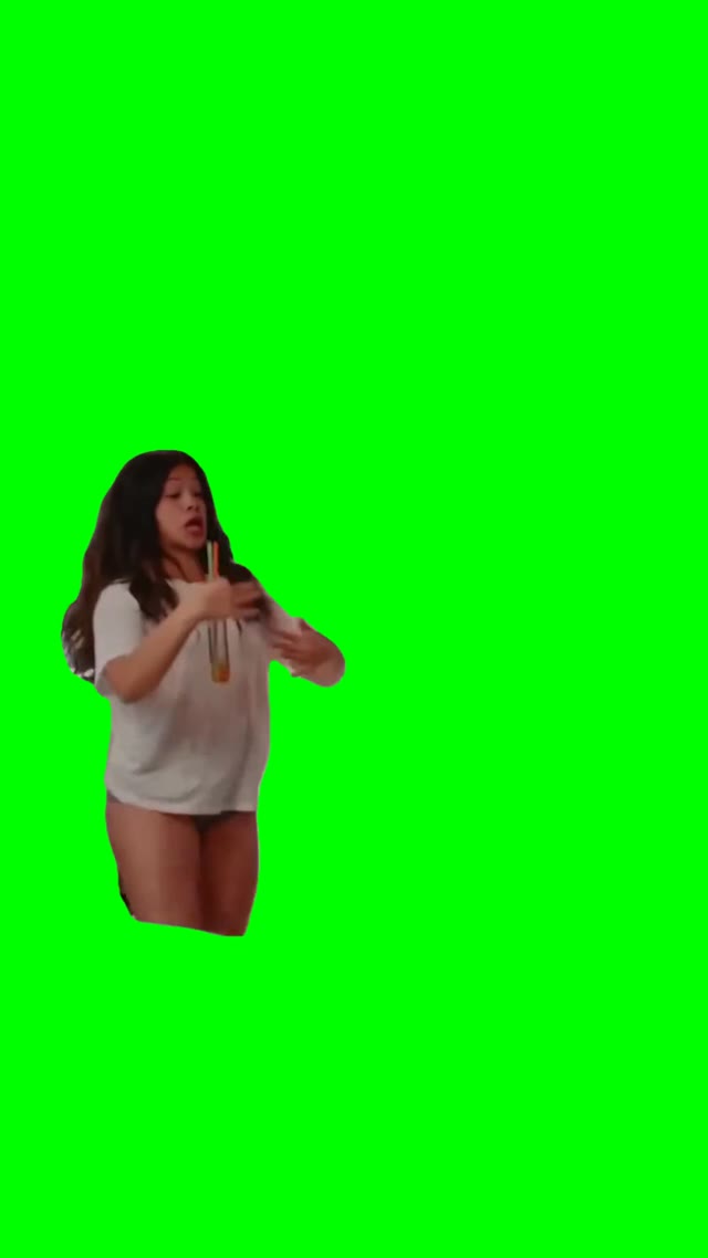 lady Singing and dancing  green screen