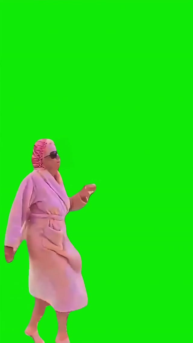 lady walking in robe green screen