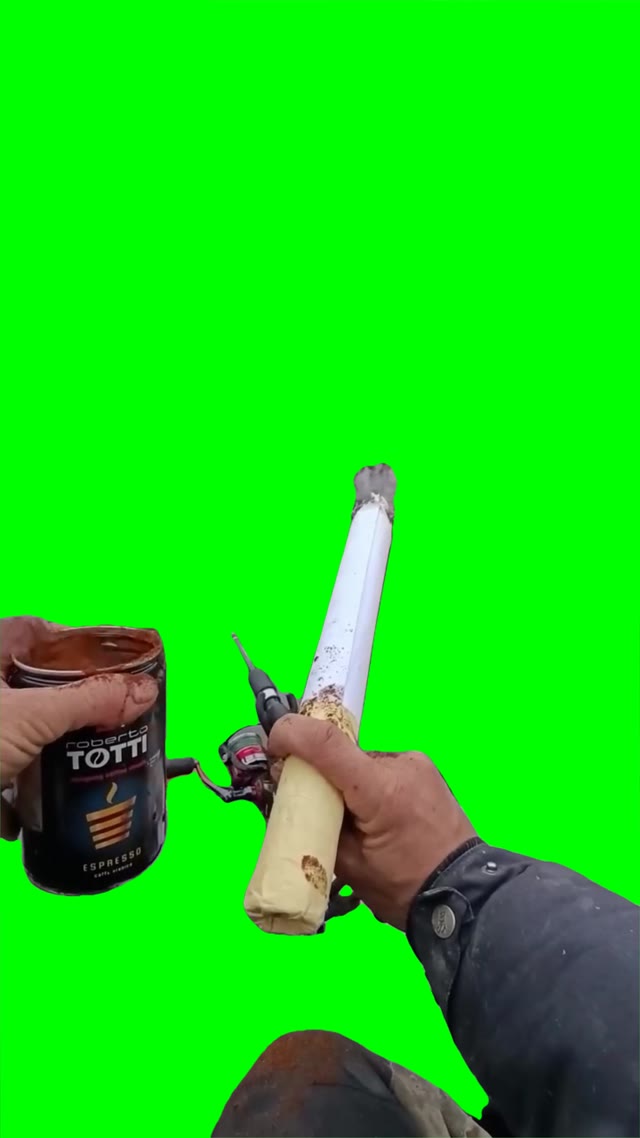 man fishing green screen