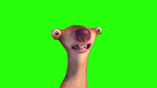 sloth sid is admiring green screen