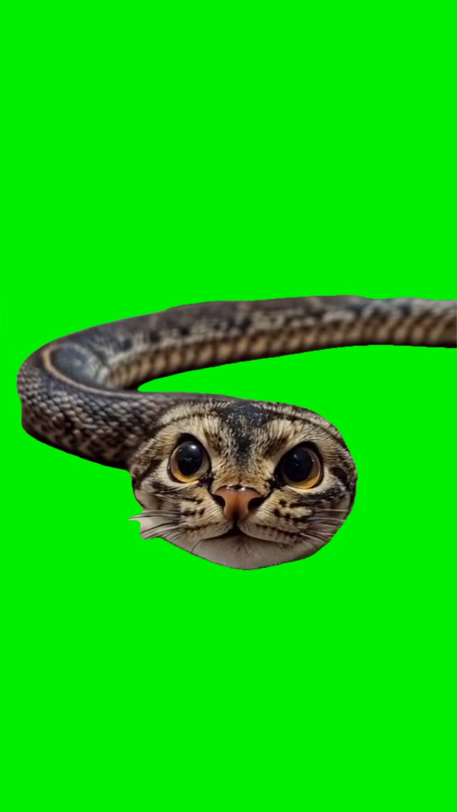 snake cat Ai green screen